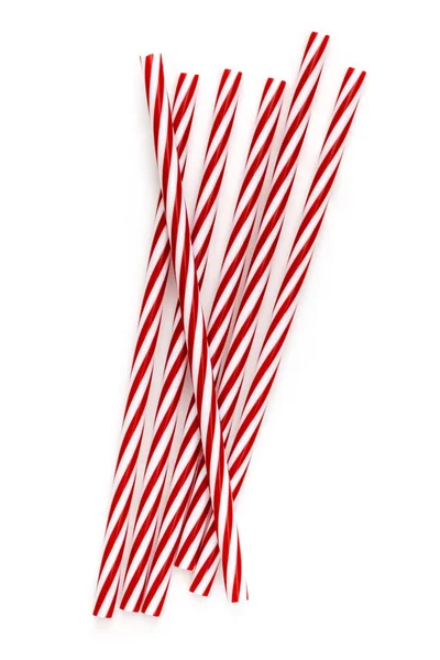 Drinking Straws Red and White Top View Isolated — Stock Photo, Image