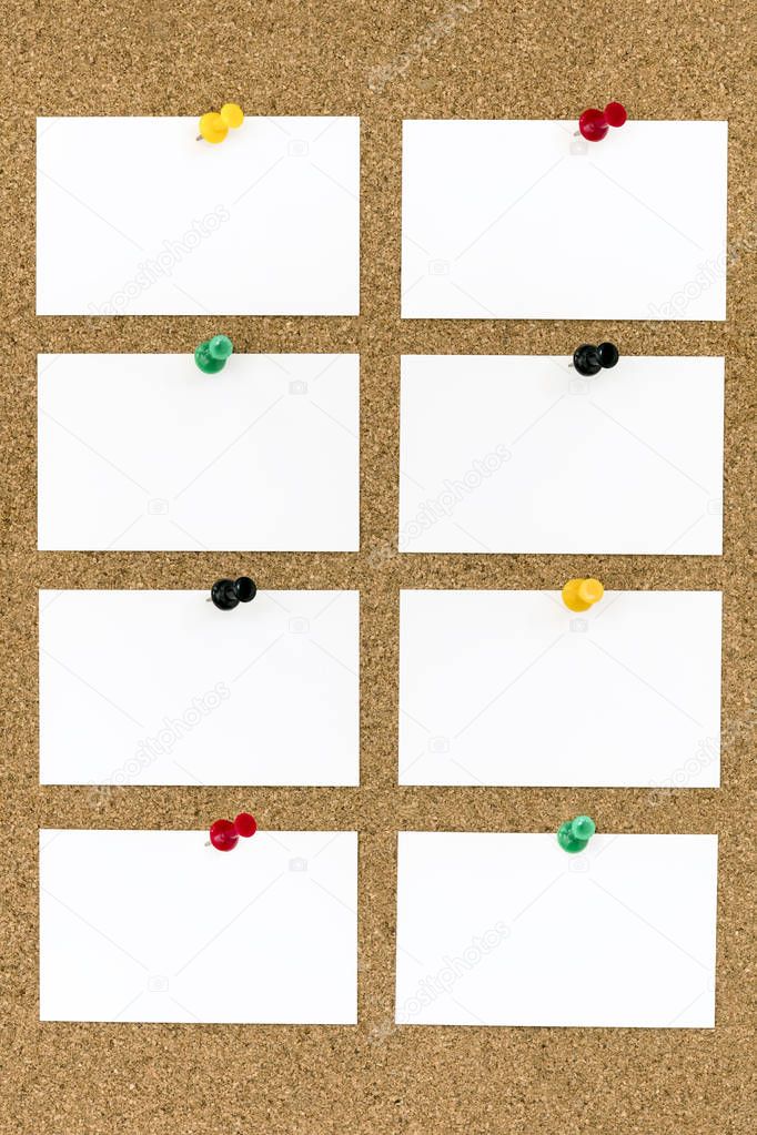 Blank Business Cards with Push Pins on Cork Board