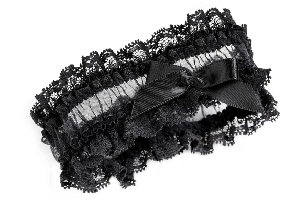 Black Lace Kousenband geïsoleerd op wit — Stockfoto