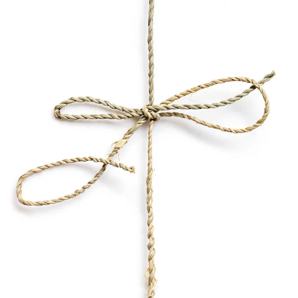 String arco amarrado sobre fundo branco — Fotografia de Stock