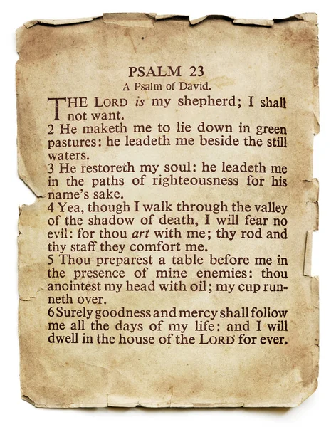 Psalm 23 op oud papier geïsoleerd — Stockfoto