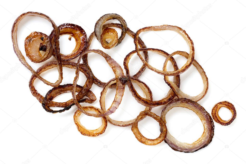 Grilled Red Onion Rings Isolated Top View