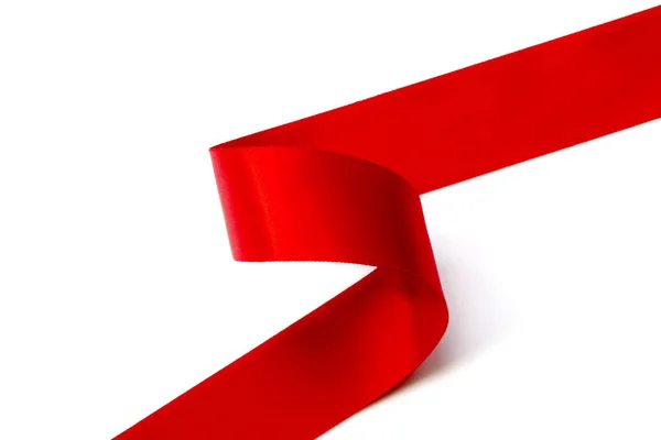 Curled Red Ribbon over White Background — Stock Photo, Image