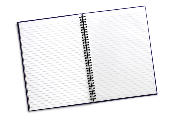 Öppen Spiral Notebook med sökvägen som isolerade — Stockfoto