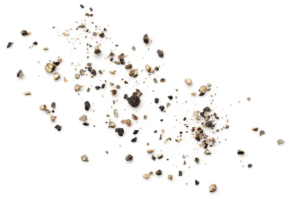 Crushed Black Peppercorns Scattered on White Background — Stock Photo, Image