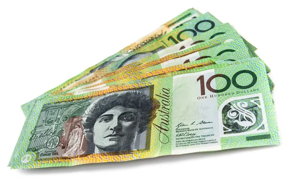 Australisches Geld über Weiß — Stockfoto