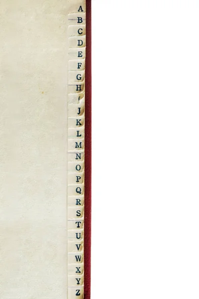 A to Z Index of Vintage Address Book Border over White — 스톡 사진