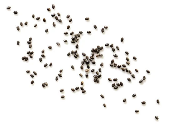 Chia Seeds Scattered White Background Top View — Stock Photo, Image