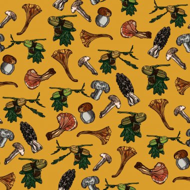 Elle çizilmiş sorunsuz orman desen.