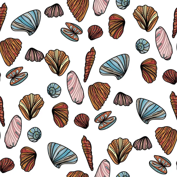 Seamless pattern with sea shells. — Stock Vector