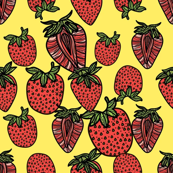 Seamless mönster med rosa jordgubbar. — Stock vektor