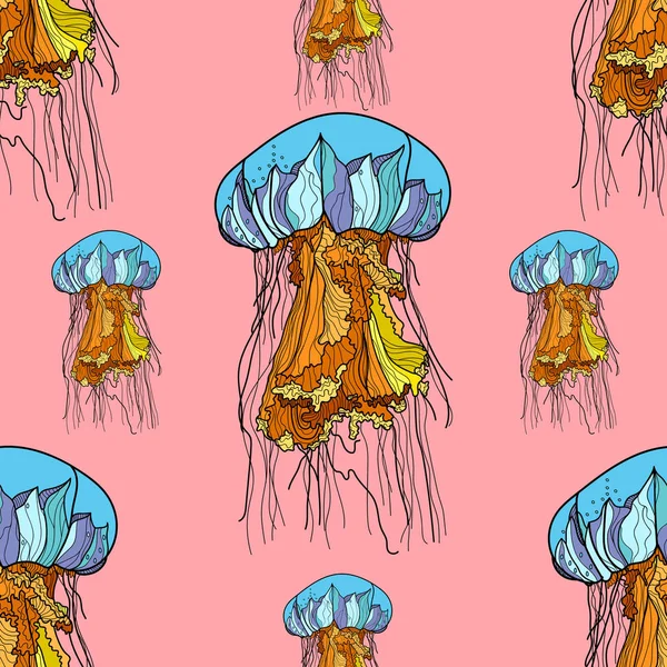 Безшовний візерунок з медузами . — стоковий вектор