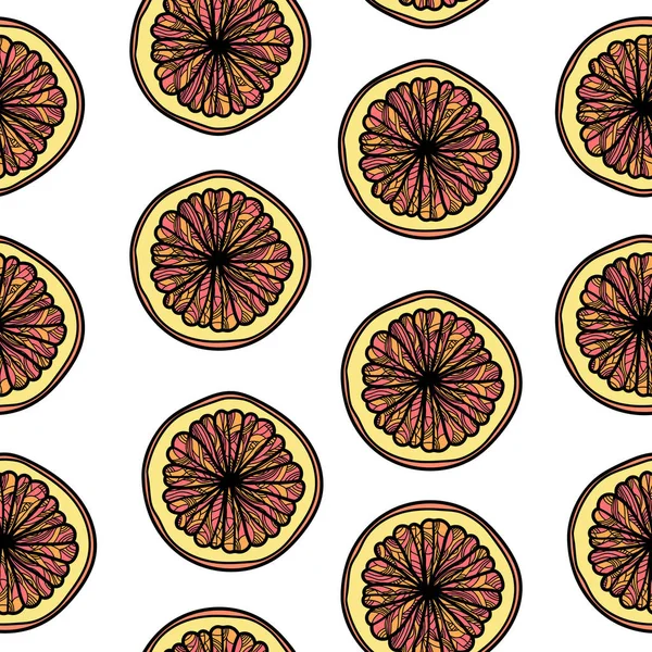 Nahtloses Muster mit Grapefruitscheiben. — Stockvektor