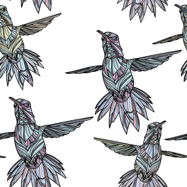Patrón sin costura con colibrí — Vector de stock