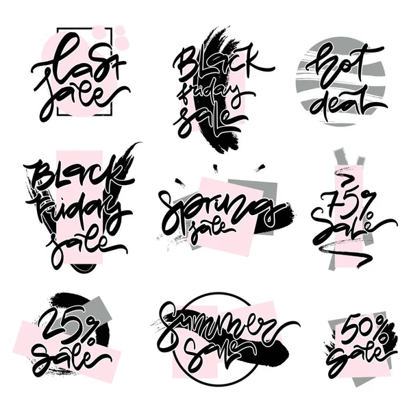 Düz tasarım satış çıkartmaları kümesi. 