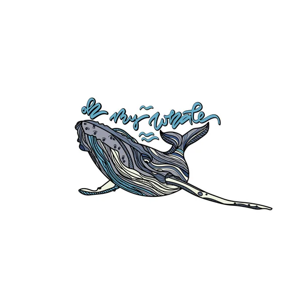 Oh mia illustrazione vettore balena . — Vettoriale Stock