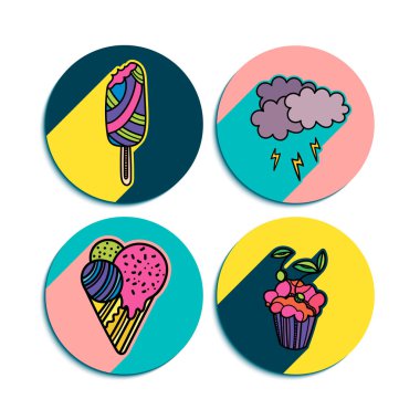 Tasarım yaz yuvarlak logolar.