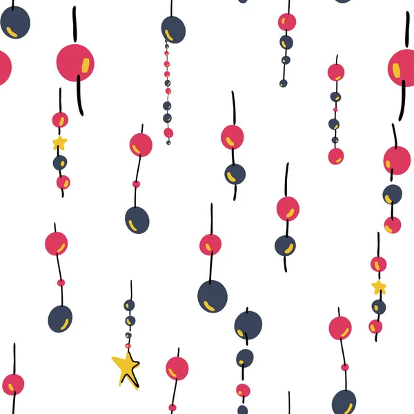 色彩斑斓的球链衬托着无缝图案 流行风格的矢量插图 — 图库矢量图片
