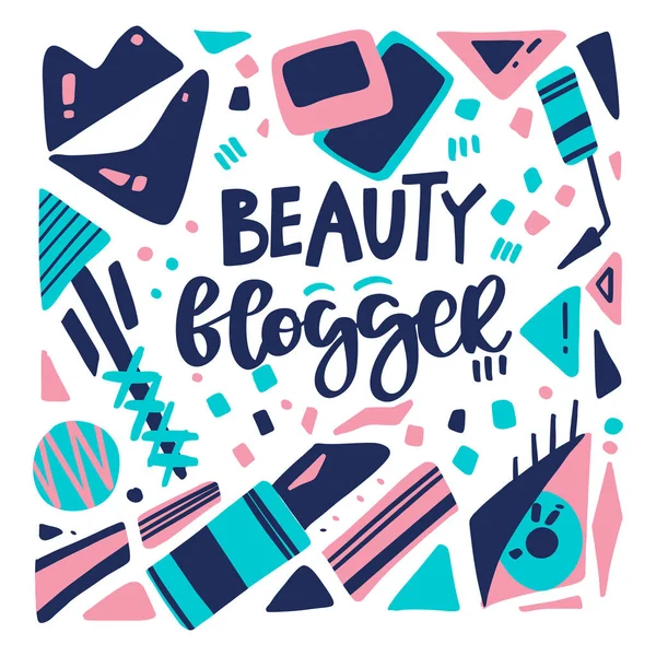 Blogueur Beauté Belle Carte Affiche Pour Web Avec Croquis Abstraits — Image vectorielle