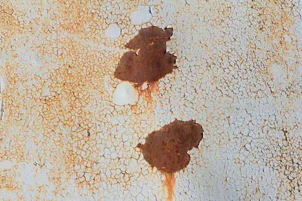 Corroded mettallic background.Rusty metal wall with cracked blue paint, rust through the paint — Stock Photo, Image