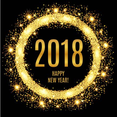 2018 parlayan altın arka plan iyi seneler. Vektör çizim