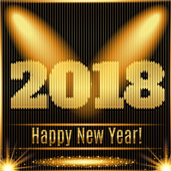 2018 幸せな新年輝くゴールドの背景 ベクトル図 — ストックベクタ