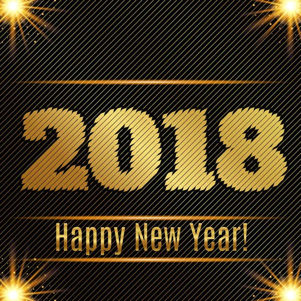 2018 Happy New Year Glowing Gold Background Vector Illustration — Stock Vector