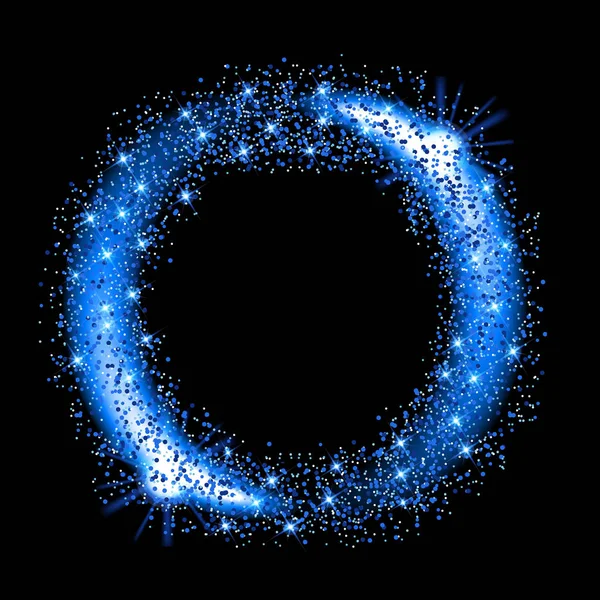 星と青い輝きキラキラ サークル フレーム ベクトル図 — ストックベクタ