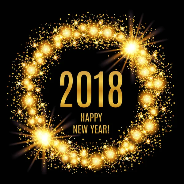 2018 幸せな新年輝くゴールドの背景 ベクトル図 — ストックベクタ