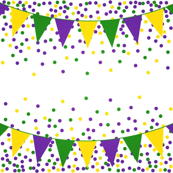 Mardi Gras Background Beads Flags Vector Illustration — Stock Vector