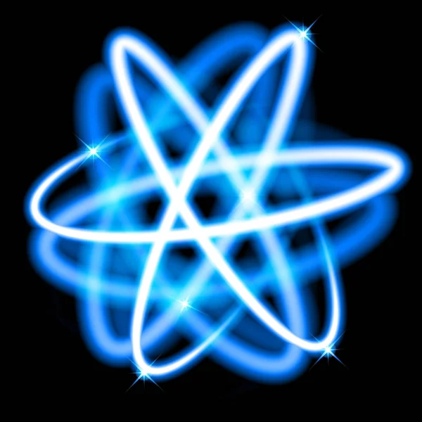 Model Atomu Neon Light Glow Wektor — Wektor stockowy