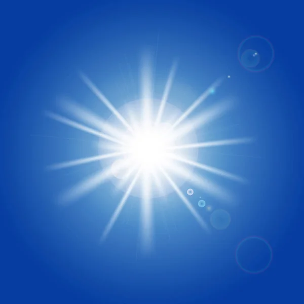 Sun Rays Light Effects Blue Sky Vector Illustration — Stock Vector