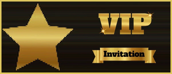 Vip Club Party Premium Einladungskarte Flyer Mit Stern Schwarz Gold — Stockvektor