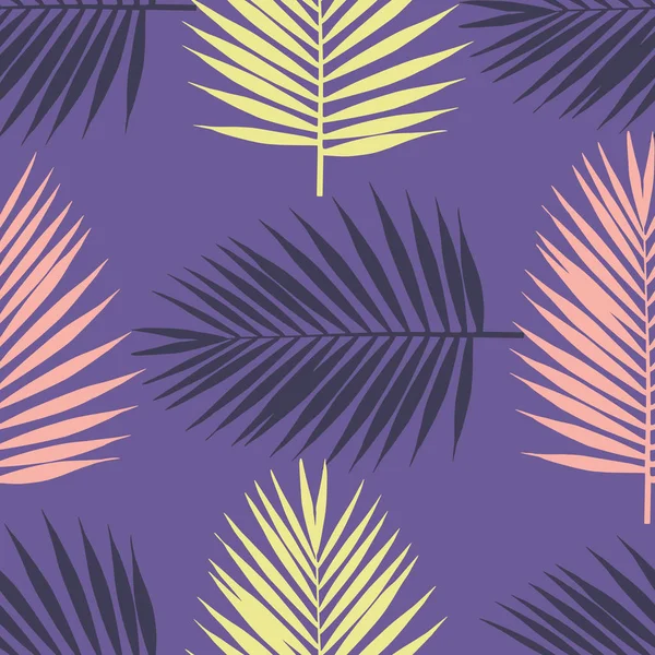 Ultra Violet Tropical Palm Listy Vzor Bezešvé Vektorové Ilustrace — Stockový vektor