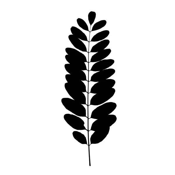 Silhouette Feuille Arbre Noir Illustration Vectorielle — Image vectorielle