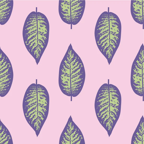 Dieffenbachia Ultra Violet Tropical Leaf Seamless Pattern Vector Illustration — Stock Vector