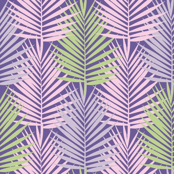 ウルトラ バイオレット熱帯のヤシの葉のシームレスなパターン ベクトル図 — ストックベクタ