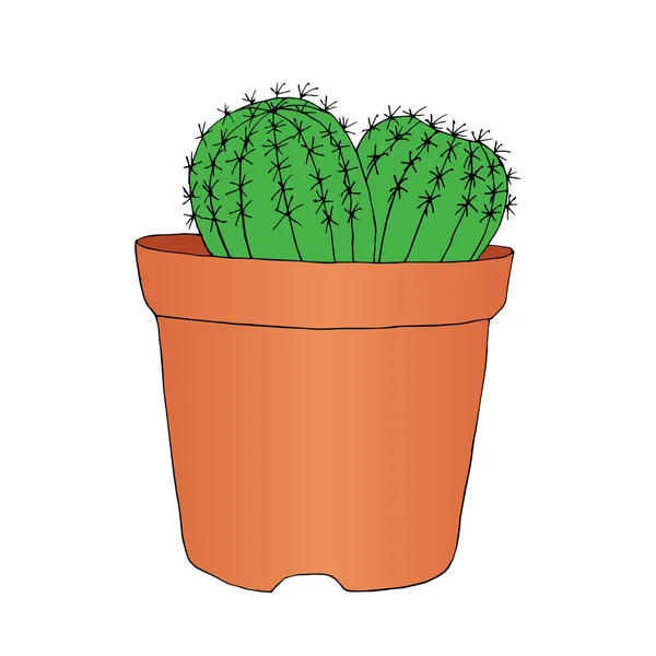 Style Encre Dessiné Main Croquis Cactus Pot Illustration Vectorielle — Image vectorielle
