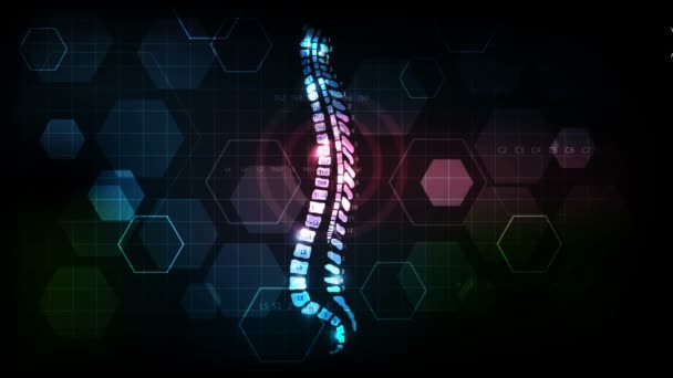 Espina dorsal salud abstracto oscuro colorido fondo — Vídeo de stock