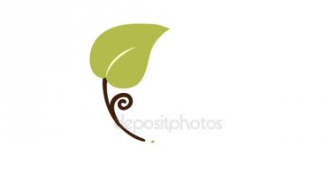 Yaprak ve renkli su damla simgesi, soyut sembolü