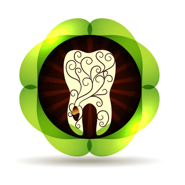 Bela ilustração de dente abstrato, semente e planta de raízes — Vetor de Stock