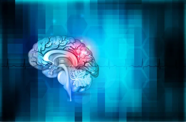 Cerebro humano abstracto fondo azul — Vector de stock