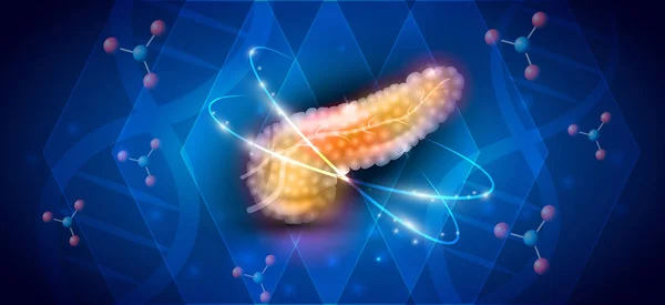 Anatomia Del Pancreas Illustrazione Concetto Trattamento Astratto Uno Sfondo Astratto — Vettoriale Stock