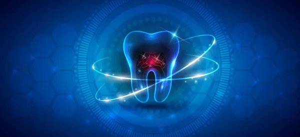 健康牙齿图标抽象治疗概念在一个美丽的蓝色背景 — 图库矢量图片