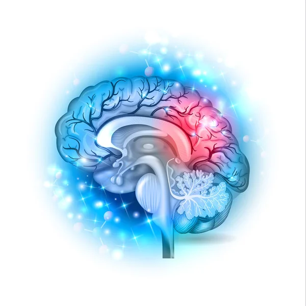 Human brain treatment concept. Abstract blue technology backgrou — Stock Vector
