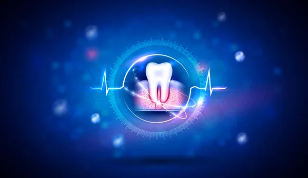 牙齿保健的抽象设计背景 牙齿周围的心电图作为一种治疗和治疗 — 图库矢量图片