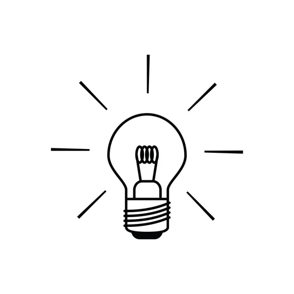 Ícone de lâmpada em contornos preto e branco —  Vetores de Stock