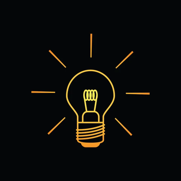 Glödlampa-ikonen i varma färger på svart bakgrund — Stock vektor