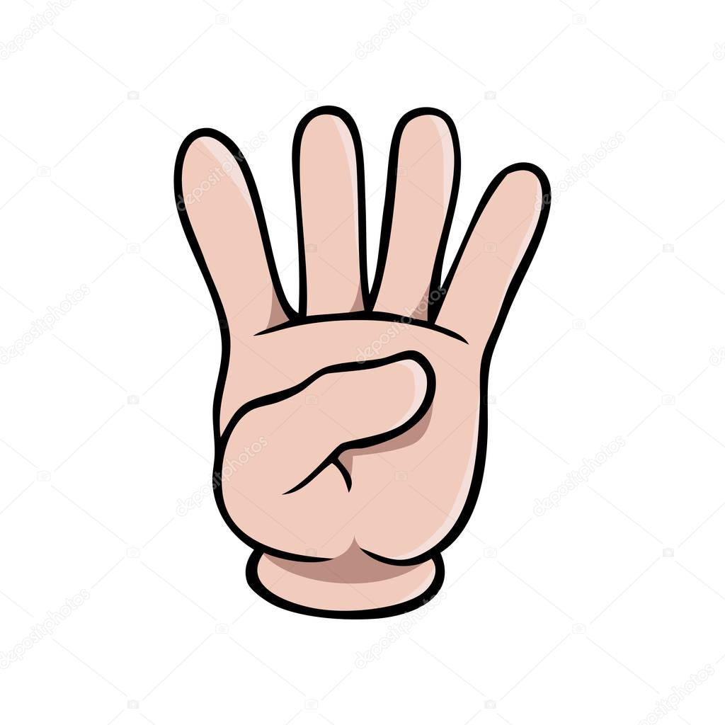 Human cartoon hand showing four fingers — Stock Vector © Noedelhap
