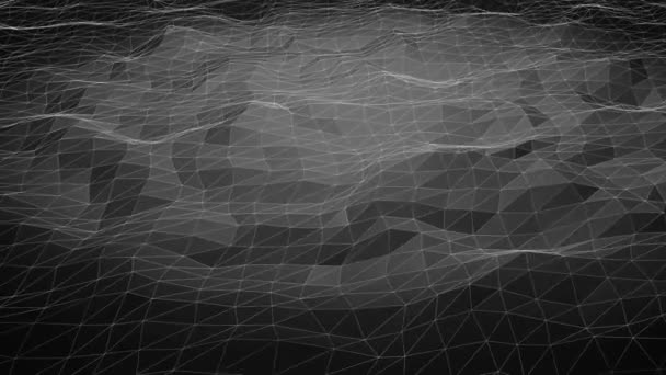 Černé pozadí abstraktní polygonální s posunem čar drátového modelu — Stock video